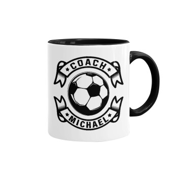Soccer coach, Mug colored black, ceramic, 330ml