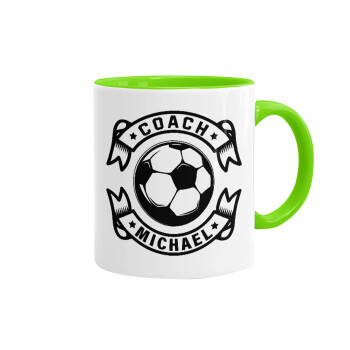 Soccer coach, Mug colored light green, ceramic, 330ml