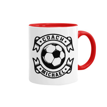 Soccer coach, Mug colored red, ceramic, 330ml