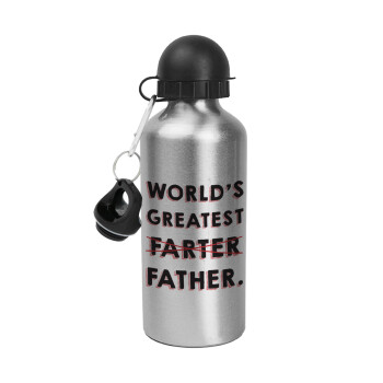 World's greatest farter, Metallic water jug, Silver, aluminum 500ml