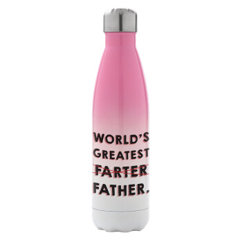 World's greatest farter, Metal mug thermos Pink/White (Stainless steel), double wall, 500ml