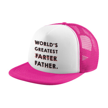 World's greatest farter, Καπέλο παιδικό Soft Trucker με Δίχτυ ΡΟΖ/ΛΕΥΚΟ (POLYESTER, ΠΑΙΔΙΚΟ, ONE SIZE)