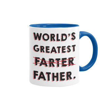 World's greatest farter, Κούπα χρωματιστή μπλε, κεραμική, 330ml