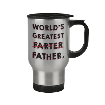 World's greatest farter, Stainless steel travel mug with lid, double wall 450ml