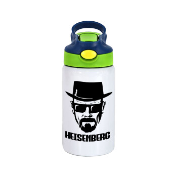 Heisenberg breaking bad, Children's hot water bottle, stainless steel, with safety straw, green, blue (350ml)