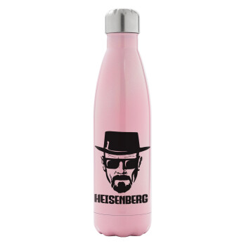 Heisenberg breaking bad, Metal mug thermos Pink Iridiscent (Stainless steel), double wall, 500ml