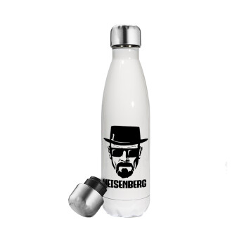 Heisenberg breaking bad, Μεταλλικό παγούρι θερμός Λευκό (Stainless steel), διπλού τοιχώματος, 500ml