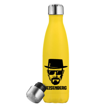 Heisenberg breaking bad, Yellow Stainless Steel Metallic Thermos, double-walled, 500ml