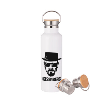 Heisenberg breaking bad, Stainless steel White with wooden lid (bamboo), double wall, 750ml