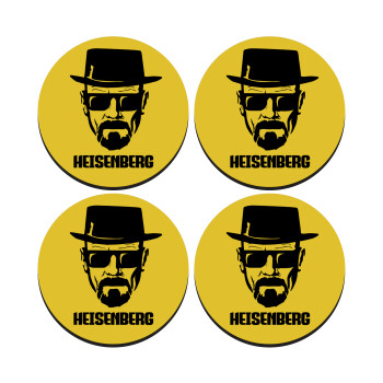 Heisenberg breaking bad, SET of 4 round wooden coasters (9cm)