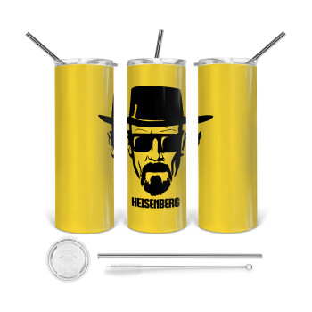 Heisenberg breaking bad, Tumbler ποτήρι θερμό από ανοξείδωτο ατσάλι 600ml, με μεταλλικό καλαμάκι & βούρτσα καθαρισμού