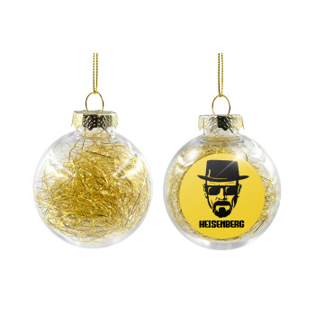 Heisenberg breaking bad, Transparent Christmas tree ball ornament with gold filling 8cm