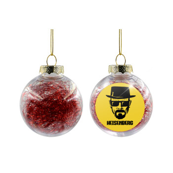 Heisenberg breaking bad, Transparent Christmas tree ball ornament with red filling 8cm