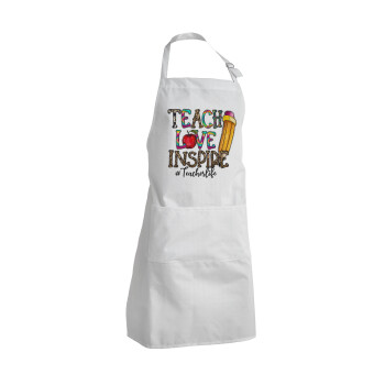 Teach, Love, Inspire, Adult Chef Apron (with sliders and 2 pockets)