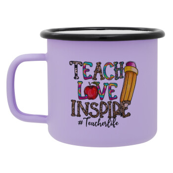 Teach, Love, Inspire, Κούπα Μεταλλική εμαγιέ ΜΑΤ Light Pastel Purple 360ml