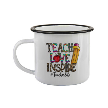 Teach, Love, Inspire, Κούπα εμαγιέ με μαύρο χείλος 360ml