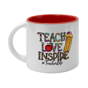 Teach, Love, Inspire, Κούπα κεραμική 400ml Λευκή/Κόκκινη