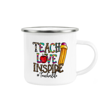 Teach, Love, Inspire, Κούπα Μεταλλική εμαγιέ λευκη 360ml