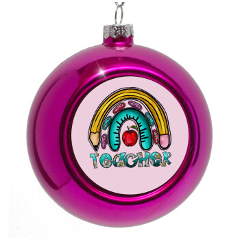 Teacher, Purple Christmas tree ornament bauble 8cm