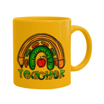 Teacher, Ceramic coffee mug yellow, 330ml