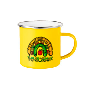 Teacher, Yellow Enamel Metallic Cup 360ml