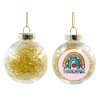 Transparent Christmas tree ball ornament with gold filling 8cm