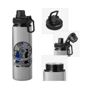 Wednesday window, Metallic water bottle with safety cap, 850ml aluminum