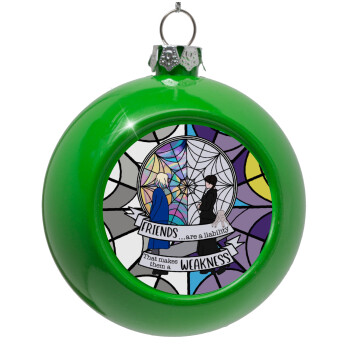 Wednesday window, Green Christmas tree ornament bauble 8cm