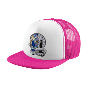 Wednesday window, Child's Soft Trucker Hat with Pink/White Mesh (POLYESTER, CHILD, ONE SIZE)