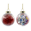 Transparent Christmas tree ball ornament with red filling 8cm