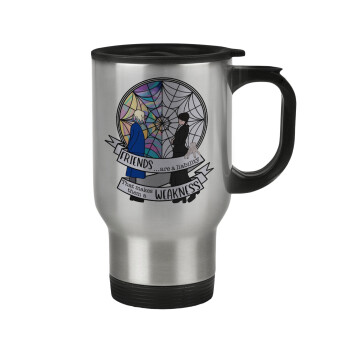 Wednesday window, Stainless steel travel mug with lid, double wall 450ml