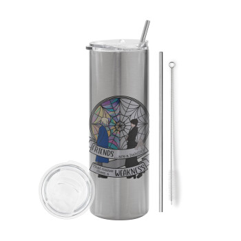 Wednesday window, Tumbler stainless steel Silver 600ml, with metal straw & cleaning brush