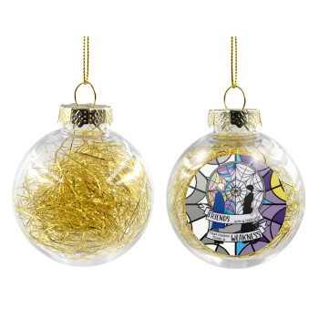 Wednesday window, Transparent Christmas tree ball ornament with gold filling 8cm