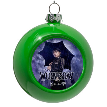 Wednesday rain, Green Christmas tree ornament bauble 8cm