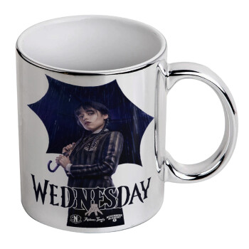 Wednesday rain, Mug ceramic, silver mirror, 330ml