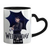 Mug heart black handle, ceramic, 330ml