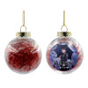 Transparent Christmas tree ball ornament with red filling 8cm