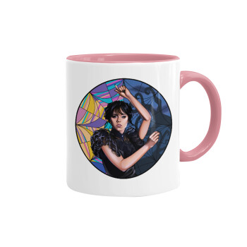 Wednesday dance, Mug colored pink, ceramic, 330ml