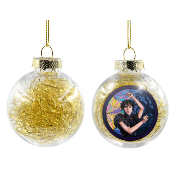 Wednesday dance, Transparent Christmas tree ball ornament with gold filling 8cm