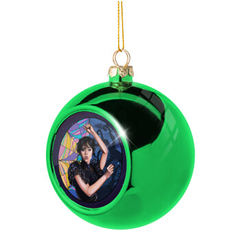 Wednesday dance, Green Christmas tree ornament ball 8cm