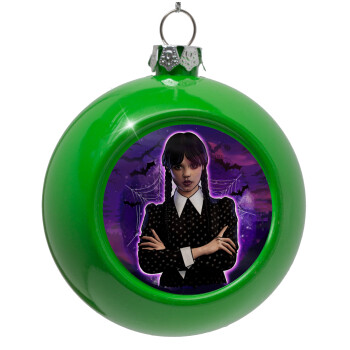 Wednesday moonlight, Green Christmas tree ornament bauble 8cm