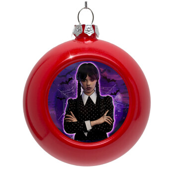 Wednesday moonlight, Red Christmas tree ornament bauble 8cm