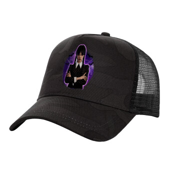 Wednesday moonlight, Adult Structured Trucker Hat, with Mesh, Dark Army (100% COTTON, ADULT, UNISEX, ONE SIZE)