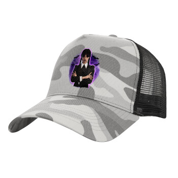 Wednesday moonlight, Adult Structured Trucker Hat, with Mesh, (Camouflage) Army Camo (100% COTTON, ADULT, UNISEX, ONE SIZE)