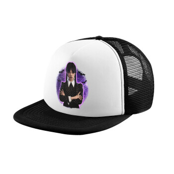 Wednesday moonlight, Adult Soft Trucker Hat with Black/White Mesh (POLYESTER, ADULT, UNISEX, ONE SIZE)