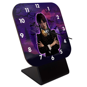 Wednesday moonlight, Quartz Wooden table clock with hands (10cm)