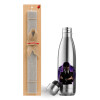 Easter Set, metallic stainless thermos flask (500ml) & scented flat Easter candle (30cm) (GRAY)