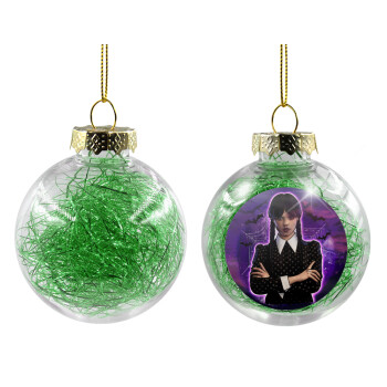 Wednesday moonlight, Transparent Christmas tree ball ornament with green filling 8cm