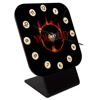 You Died | Dark Souls, Quartz Table clock in natural wood (10cm)