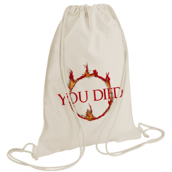 You Died | Dark Souls, Backpack bag GYMBAG natural (28x40cm)